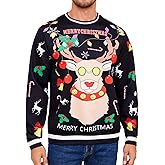 TRIWORKS Mens Ugly Christmas Sweatshirts 3D Printed Pullover Long Sleeve Sweatshirts for Men Woman Black
