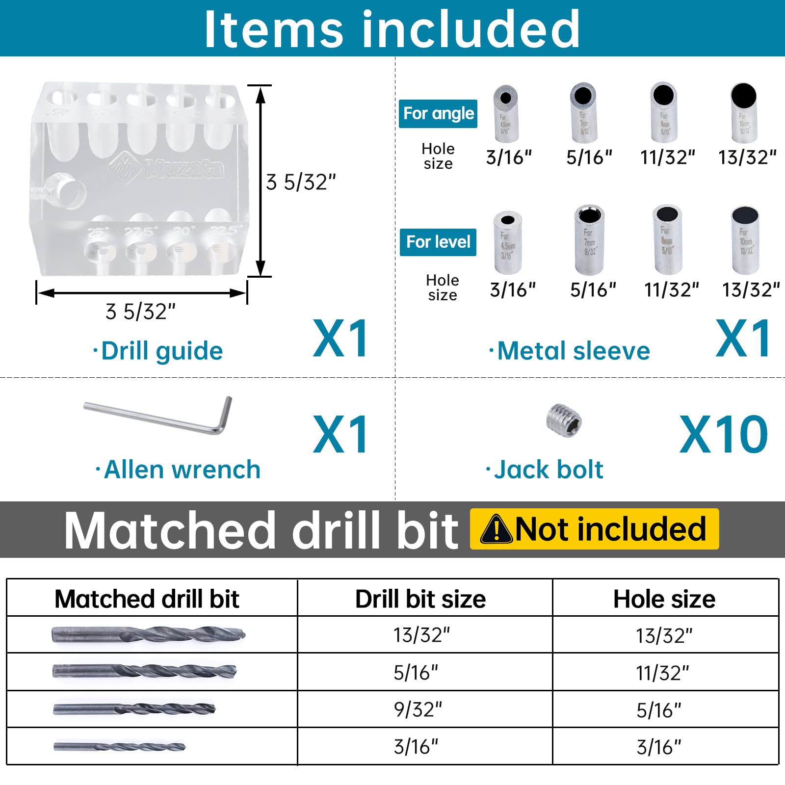 Mua Muzata Upgraded Multi Angle Drill Guide Fit 25 30 35 40 45 90 ...