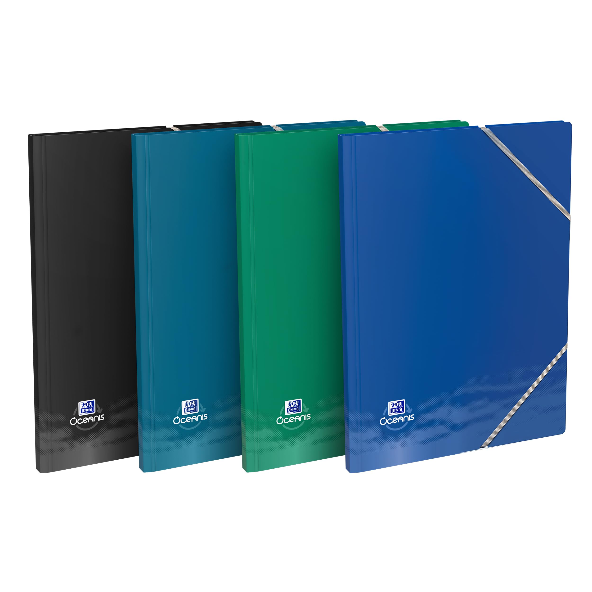 OXFORD Oceanis A4 Document Protector with Elastic Band for 80 Pages / 40 Pockets Recycled Polypropylene Cover Opaque Random Colours