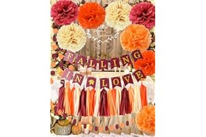 QIAN'S PARTY Fall Bridal Shower Decorations/Thanksgving Decorations Wine Burgundy Champagne Orange /Fall In Love Banner Burgundy Fall Wedding Orange Maroon Burgundy/Engagement Party Decorations