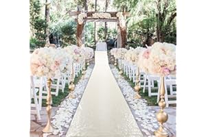 DUOBAO Aisle Runner for Wedding 15FTx2FT Sequins Indoor Outdoor Ceremonies Decor Ivory Carpet Church Runners Weddings Walkway Carpet Rugs