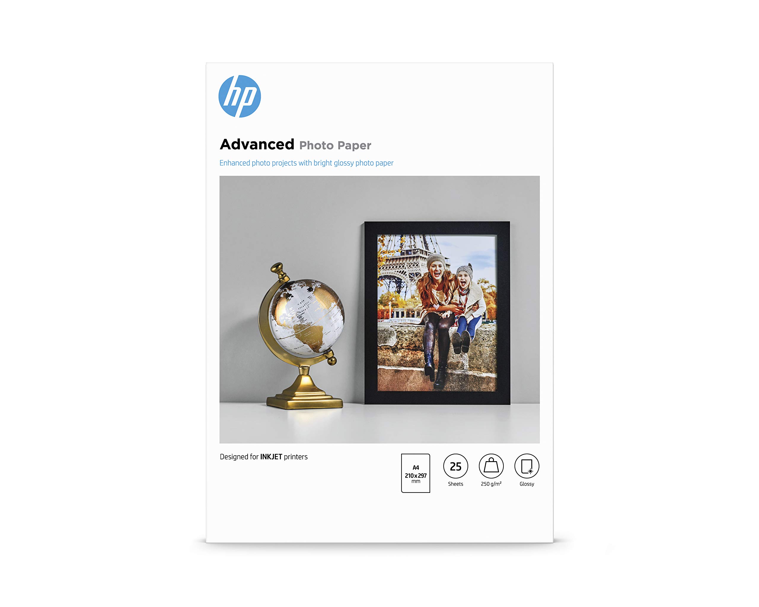 HP Q5456A, A4/210 x 297 mm, Advanced Glossy Photo Paper, 250 gsm, 25 Sheets