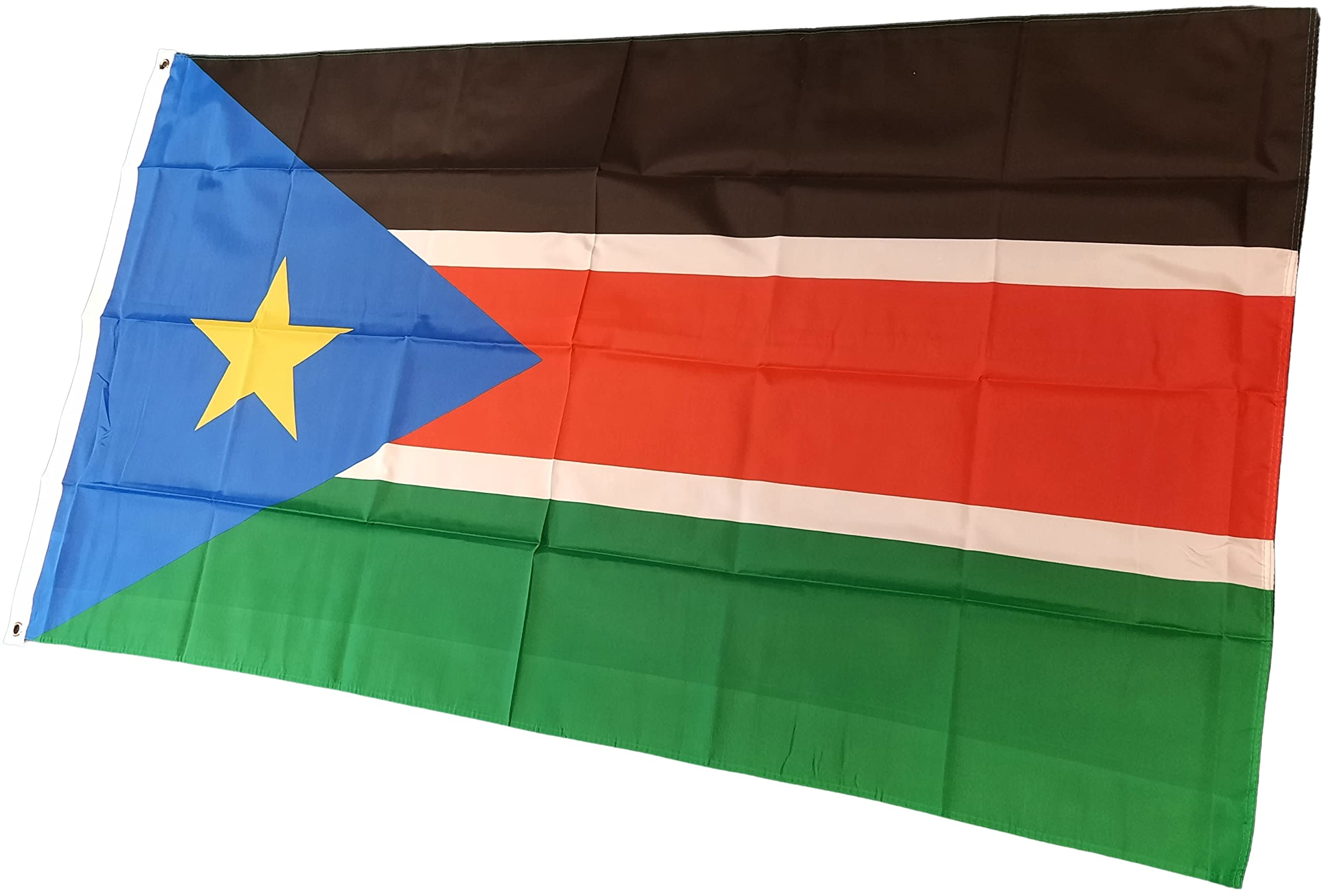 NWFlags South Sudan Flag 5ft x 3ft 75d Premium Polyester Suitable For Flagpoles | Strong Polyester 5x3 foot material large flag banner with two metal Eyelets