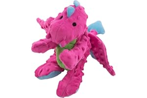 goDog Dragons Squeaky Plush Dog Toy with Chew Guard Technology, Durable Fabric & Squeaker for Active Play, Pink, Large