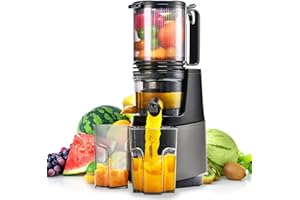 ATSENT Cold Press Juicer,Slow Masticating Juicer Machines with 5.3" Large Feed Chute for Most Fruits and Vegetables,Easy to Clean Lemon Orange Juicer with 250W Motor and High Juice Yield,BPA Free