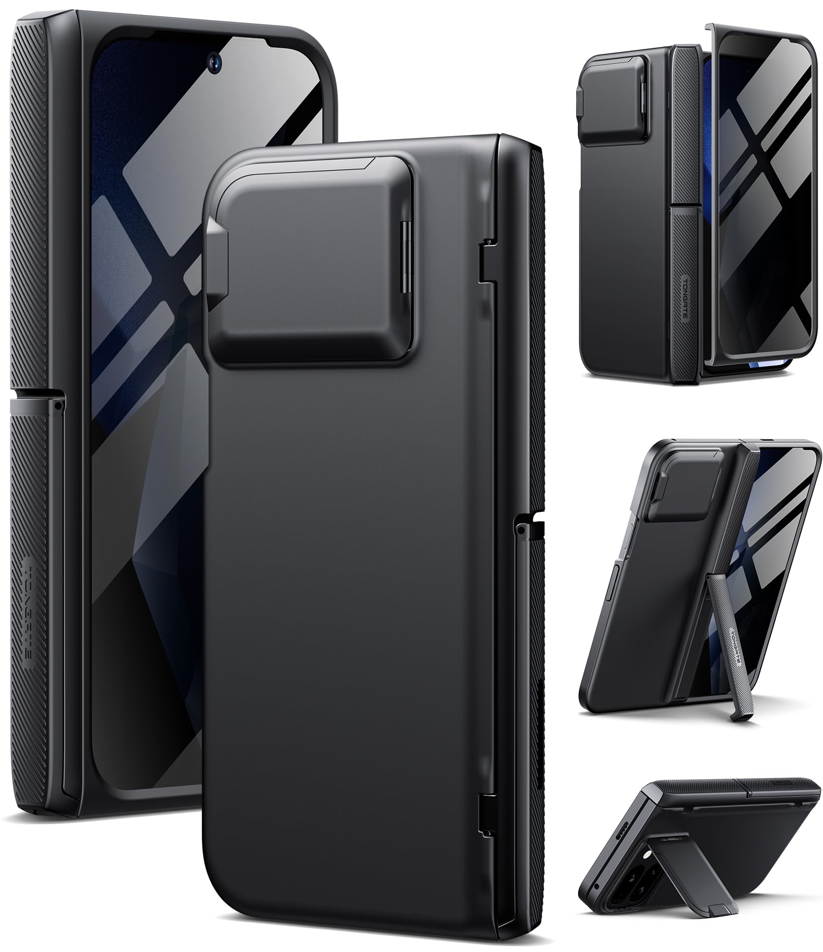 Photo 1 of TONGATE Magnetic for Pixel 9 Pro Fold Case with Privacy Screen Protector, [Compatible with MagSafe] [with Camera Cover & Hinge Protection] Full-Body Rugged Stand Case for Google Pixel 9Pro Fold, Black