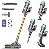 ElecKeys Cordless Vacuum Cleaner, 600W 50KPA 70Mins Self-Standing Vacuum Cleaners for Home, Stick Vacuum with Touch Screen, Upgraded Anti-Tangled Vacuum Cordless for Pet Hair, Floors, Carpets, Gold