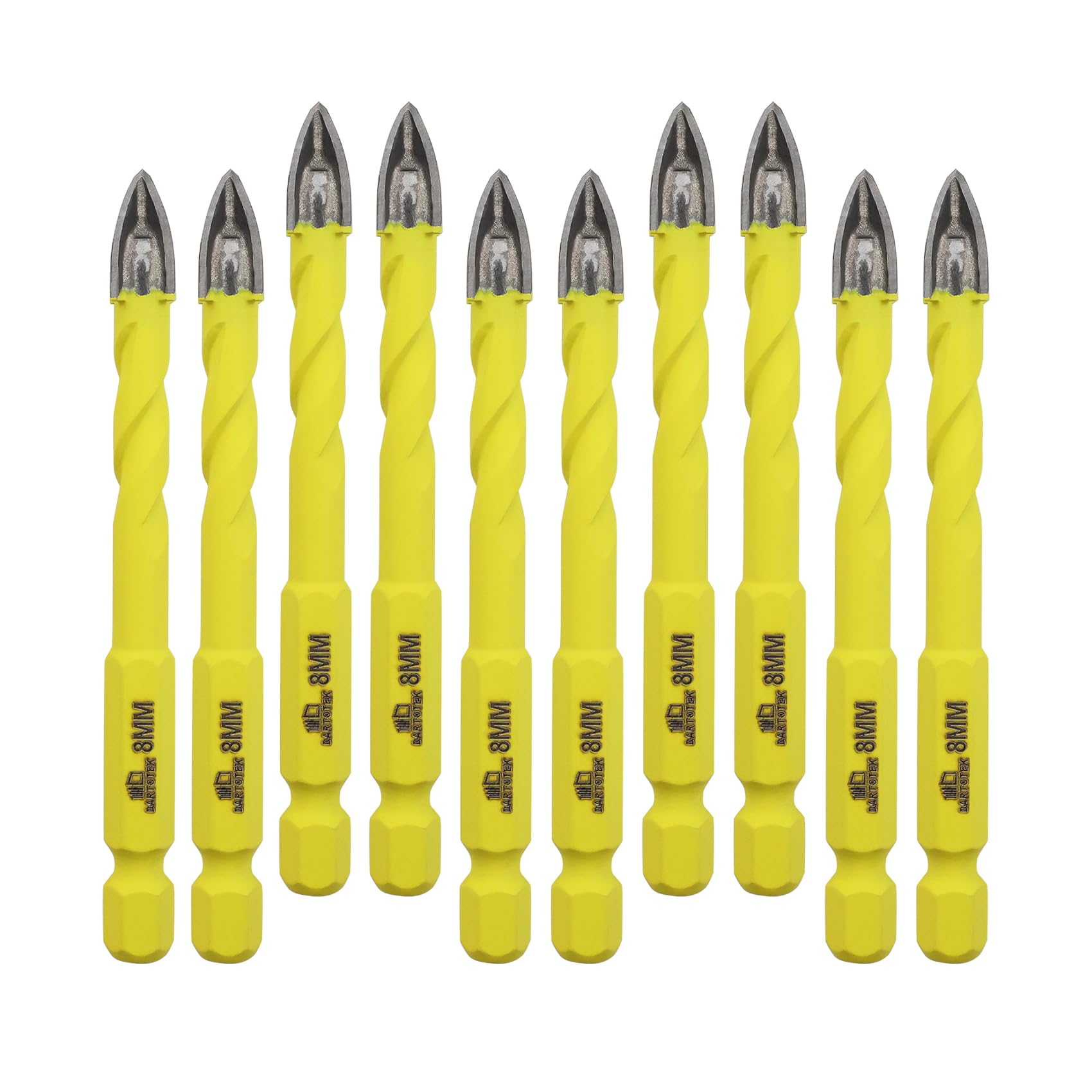 Wood Plastic Drill Bit Set DARTOTEK Masonry 8mm Hole Saw for Tile, Brick, Glass,Tungsten Carbide Tip Work with Ceramic Tile, Wall Mirror, Paver on Concrete or Brick Wall, 10 Pcs