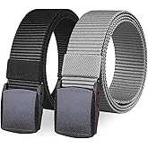 HOANAN 2 Pack Military Nylon Belt, 1.25" Wide No Metal Webbing Tactical Web Belt