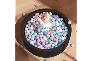 SUPFOO Foam Ball Pit for Toddlers,Comfort and Safety of Baby Ball Pit 35.4"x11.8"x1.96"(Balls Not Included),Ball Pool,Kids Activity Center,Gifts for Children (Black)