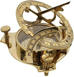 PARIJAT HANDICRAFT 4" Sundial Compass - Solid Brass Sun Dial Beautiful Nautical Sundial Compass