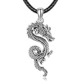 HUKKUN Dragon Necklace 925 Sterling Silver 3D Dragon Pendant Necklace Punk Jewelry Gifts for Women Men