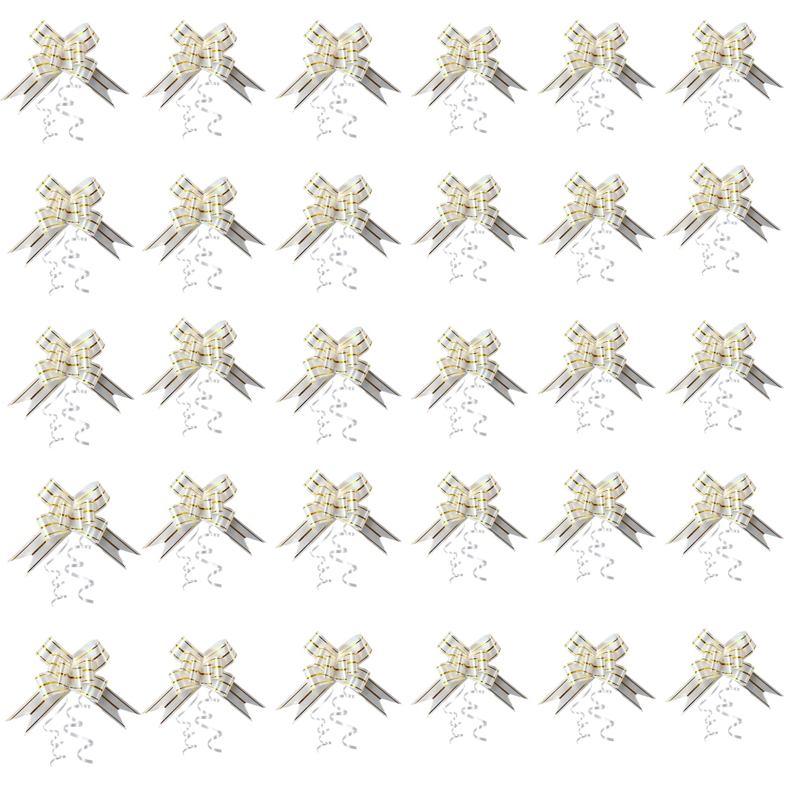YUDANSI 30Pc Mini Gift Wrapping Pull Bows, Pull Bow Ribbon Bows with 2 Gold Yarn, Decorative Bow for Christmas New Year Valentine's Day Birthday Present Wedding Car Decoration, Basket Wrap Gift Bows