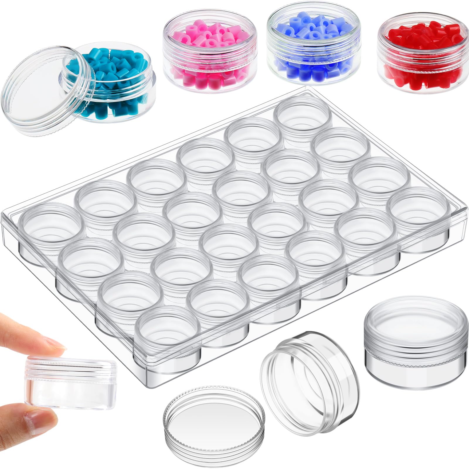 Blulu Diamond Painting Storage Containers Clear Plastic Bead Containers Set Storage Jars Diamond Painting Accessory Box for DIY(1.5 x 0.8 Inch)