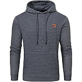 Yundobop Men's Pullover Hoodies Plaid Jacquard Long Sleeve Drawstring Hipster Casual Hooded Sweatshirts with Kanga Pockets