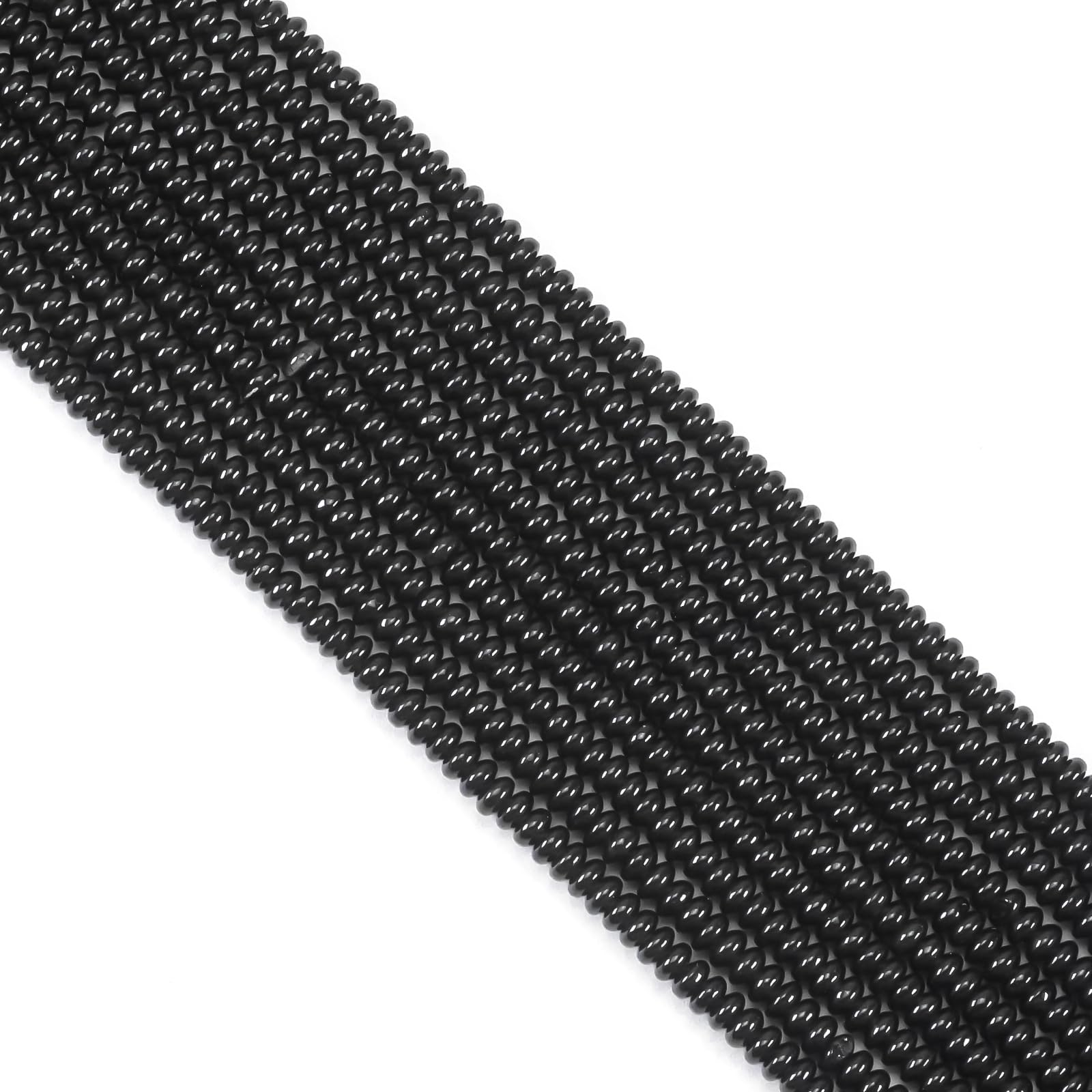 Photo 1 of 2x4mm Black Obsidian Natural Rondelle Beads,Abacus Disk Stone Spacer Loose Semi Precious Gemstone Beads for Bracelet Necklace Jewelry Making