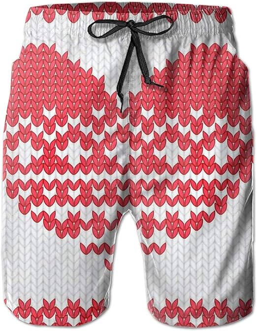 Men's Swim Trunks Knitted Heart Surfing Beach Board Shorts Swimwear