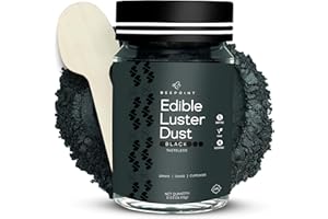 BeePoint Edible Glitter Luster Dust 15g - Food Grade, Vibrant Color Shimmer Powdered Dust for Drinks, Cocktails, Cake Decorating, Baking, Chocolates, Candy, Sweets, & Cookies - Vegan & Gluten Free (Black)