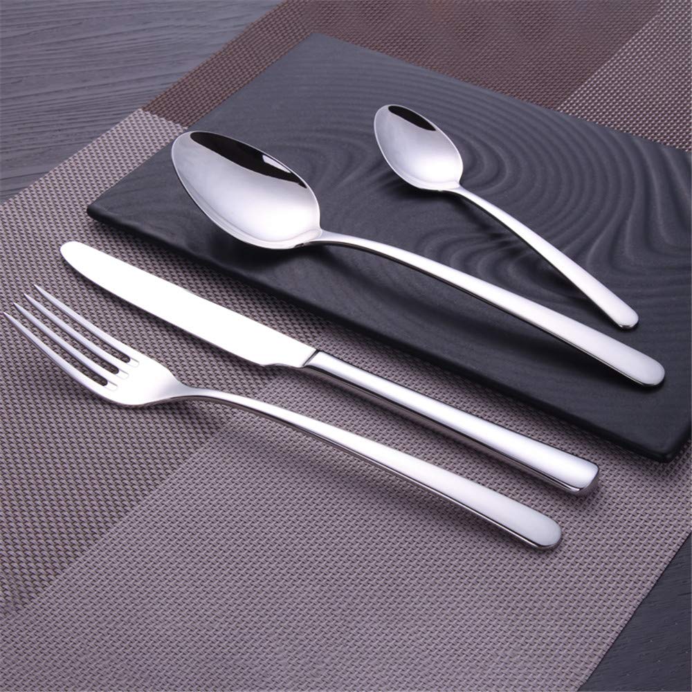 Silver Cutlery Set 18/10 Stainless Steel Flatware Dinner Knife Fork Spoon Set Mirror Polished Dishwasher Safe Picnic Cutlery Set