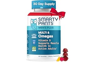 SmartyPants Men's Multivitamin Gummies - Improved Formula: Omega 3 (DHA/EPA), Methylfolate, Vitamin D3, C, Vitamin B12, B6, Vitamin A, K, Zinc & Selenium, Gluten Free, 90 Count (30 Day Supply)