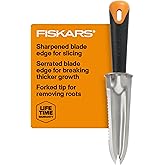 Fiskars Steel Garden Knife, Multi-Purpose Weed Puller Gardening Tool for Planting, Weeding, Digging, and Cultivating with Han