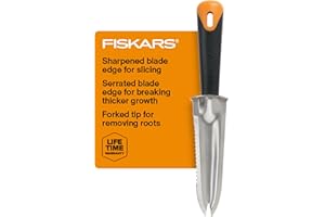 Fiskars Steel Garden Knife, Multi-Purpose Weed Puller Gardening Tool for Planting, Weeding, Digging, and Cultivating with Hanging Hole