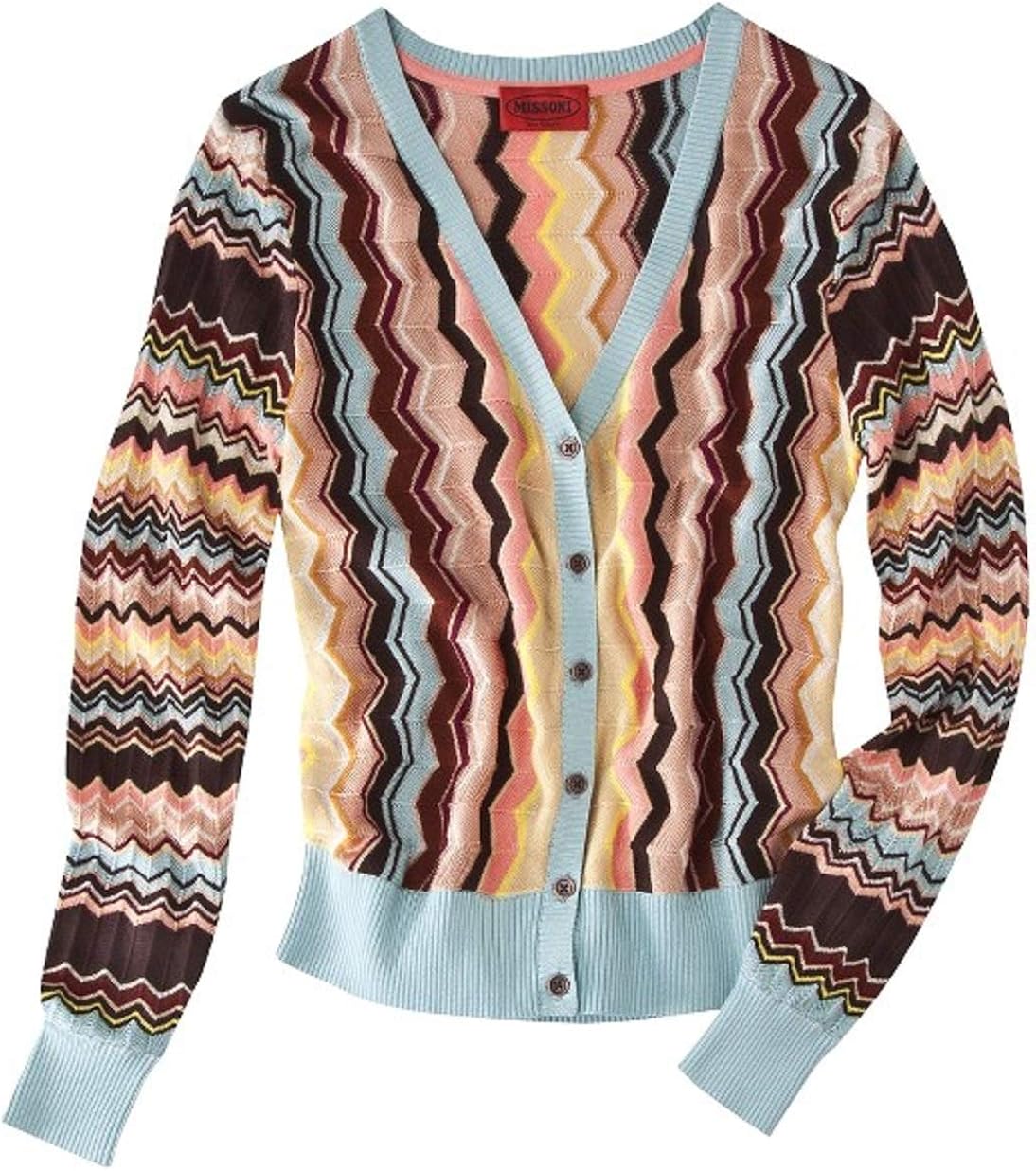 Missoni for Target Vneck Knit Cardigan Sweater Multicolor Zigzag Print