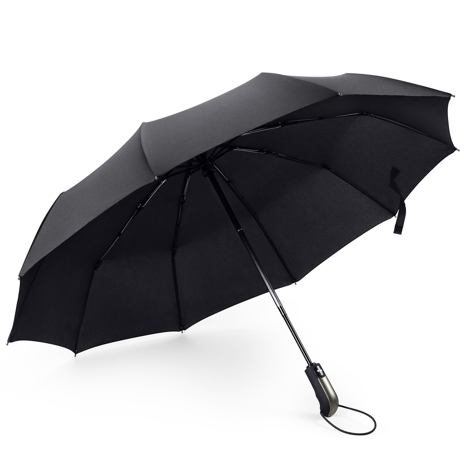 Paraguas Plegable Automático Portátil Con Diseño Clásico Negro Ligero Antiviento Impermeable Para