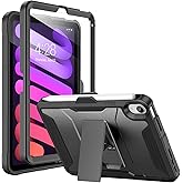 Soke Case for iPad mini 7 (A17 Pro) 2024/ Mini 6 2021 8.3 Inch,with Built-in Screen Protector and Kickstand, Rugged Full-Body Protective Cover for Apple iPad mini 7th/6th Generation - Black