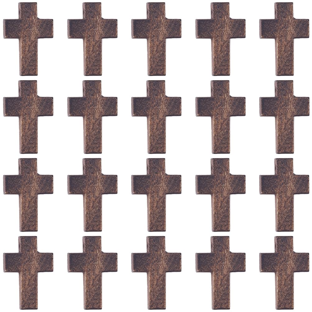 SUNNYCLUE 100Pcs Easter Wood Cross Charms Wooden Cross Beads Mini Small Pocket Crosses Natural Wood Rosary Crucifix Easter Holiday Charms for jewellery Making DIY Necklace Bracelets Crafts — image 1