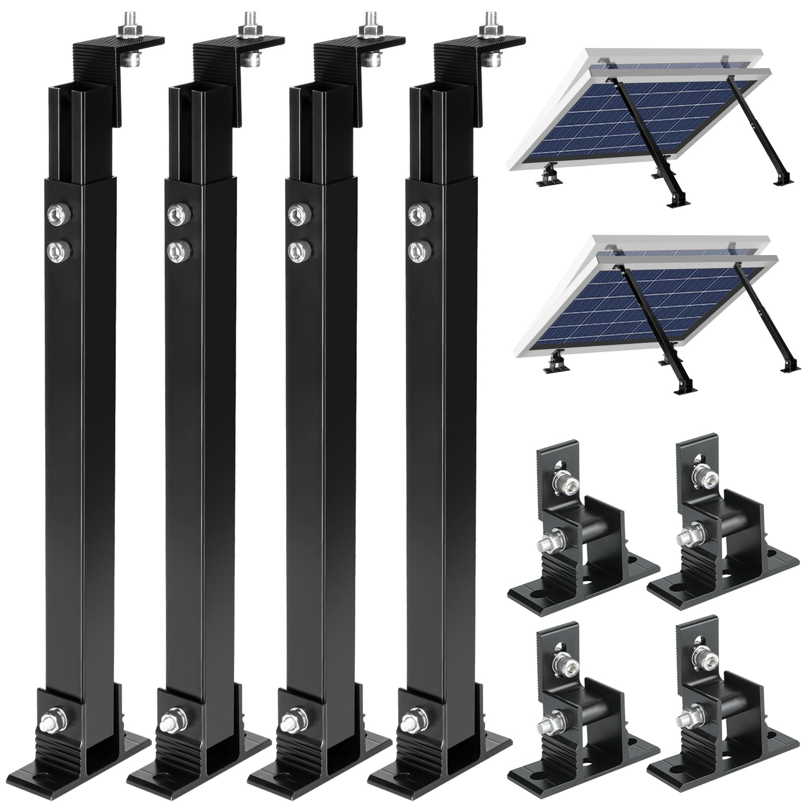 Photo 1 of CARLKEMIAN Solar Panel Mount, Aluminum Alloy Adjustable Solar Panel Tilt Mount Brackets, Black Baking Paint Anti-Corrosion Solar Panel Stand Suitable for 50W 70W 100W 150W 200W 300W 400W