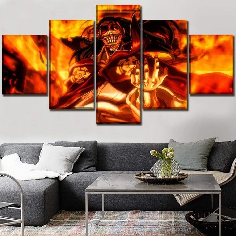 XIAOAGIAO 5 Canvas Prints Canvas Poster Living Room Decorative Framework 5 Pieces Anime Drifters Nobunaga Oda Paintings Wall Art HD Prints Pictures Paintings on Canvas