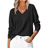 ANRABESS Womens Long Sleeve V Neck Sweaters 2025 Fall Casual Classic Soft Loose Fit Basic Pullover Jumper Top