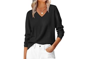 ANRABESS Womens Long Sleeve V Neck Sweaters 2025 Fall Casual Classic Soft Loose Fit Basic Pullover Jumper Top