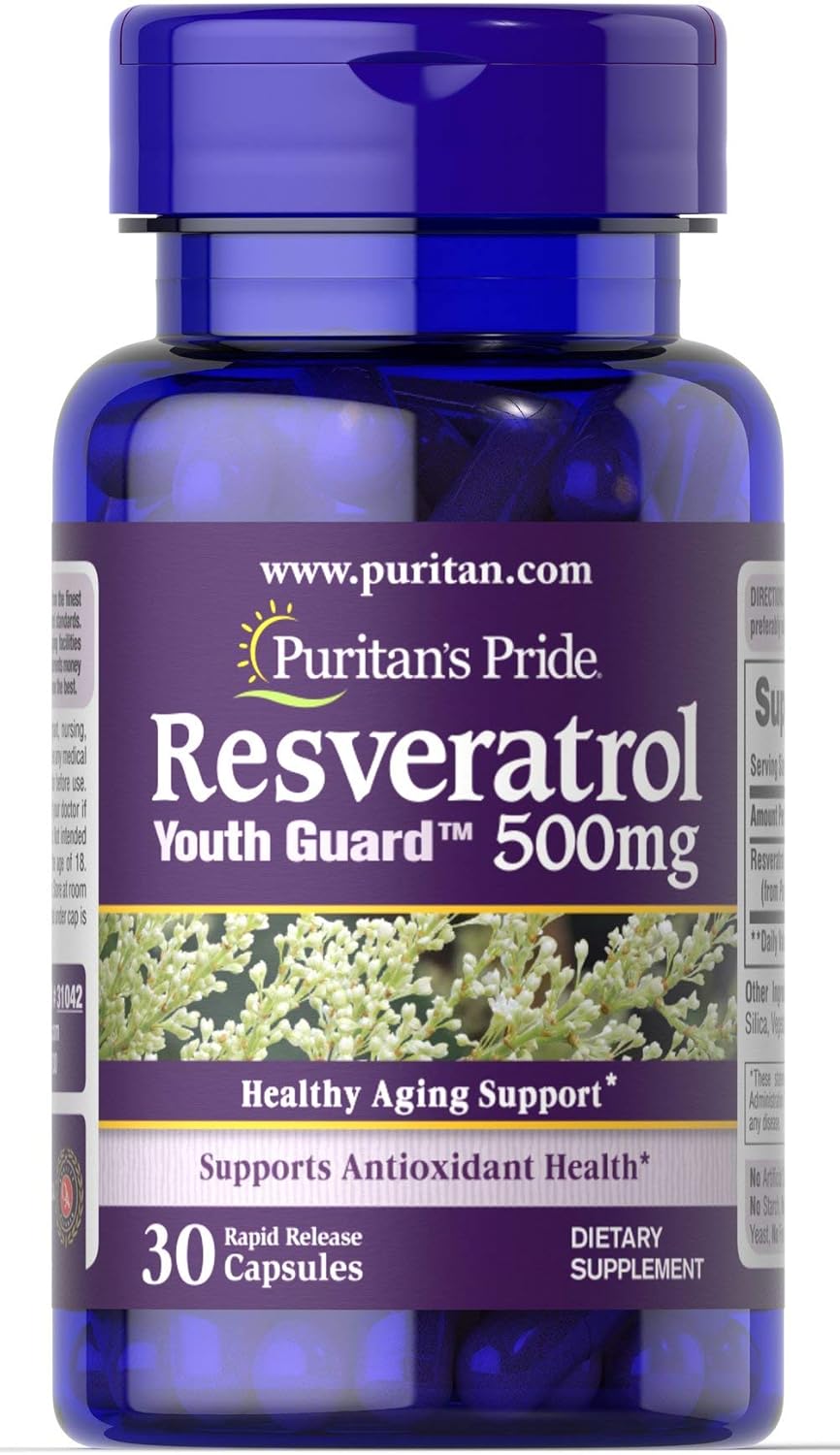 Amazon Com Puritan S Pride Resveratrol 500 Mg Antioxidant Support 30 Capsules By Puritan S Pride 30 Count 31042 Health Personal Care