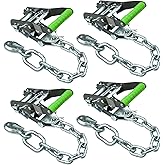 VULCAN Ratchet Buckle - Chain Anchor - 2 Inch Handle - High-Viz - 4 Pack - 3,300 Pound Safe Working Load