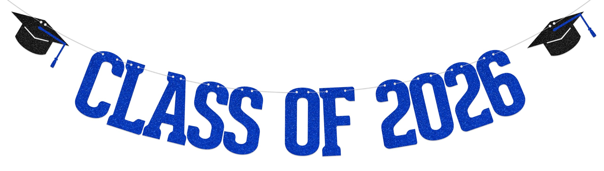 ZCXVC Class of 2026 Banner You Did It Decorations Supplies 2026 High School College Graduation Pary Decorations Blue Glitter