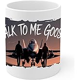 Talk to Me Goose Ceramic Coffee Mug 11oz Top Gun Movie Quote - Tea Coffee Mug with Comfortable Grip - Unique Fun Gift White Cup for Office or Home - Vibrant Long-Lasting Print ID44991