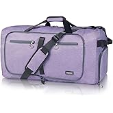 Fmeida 65L Duffle Bag with Shoes Compartment, Foldable Travel Duffel Bags for Men Women, Large Packable Travel Bag Water Repellent & Tear Resistant (Purple)
