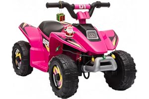 Aosom 6V Kids ATV 4-Wheeler Ride on Car, Electric Motorized Quad Battery Powered Vehicle with Forward/Reverse Switch for 18-36 Months Old Toddlers, Pink