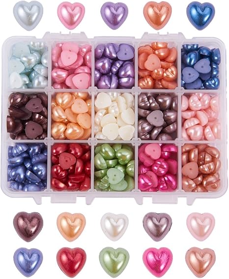 Amazon Co Jp Ph Pandahall 約525個 箱 15色 パールストーン ハート パールパーツ 10 5x10 5x5mm アクリル製 人工 ハーフ 真珠 パールラインストーン パールネイル Uvレジン デコ用パーツ 封入物 ジュエリー用 手作り素材 混合色 ホビー