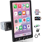10.4" Rotatable Single Din Car Stereo Touchscreen Radio Wireless CarPlay Android Auto, Bluetooth 5.2 WiFi6 HD 1280 * 800 IPS Display with Backup Camera