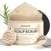 AMOADO Rice Water Scalp Scrub with Salicylic Acid(BHA), Tea Tree &amp; Rosemary &ndash; Gentle Exfoliating Scalp Scrub Shampoo for Dandruff, Removes Buildup, Controls Oil &amp; Refreshes the Scalp, 8.8 oz