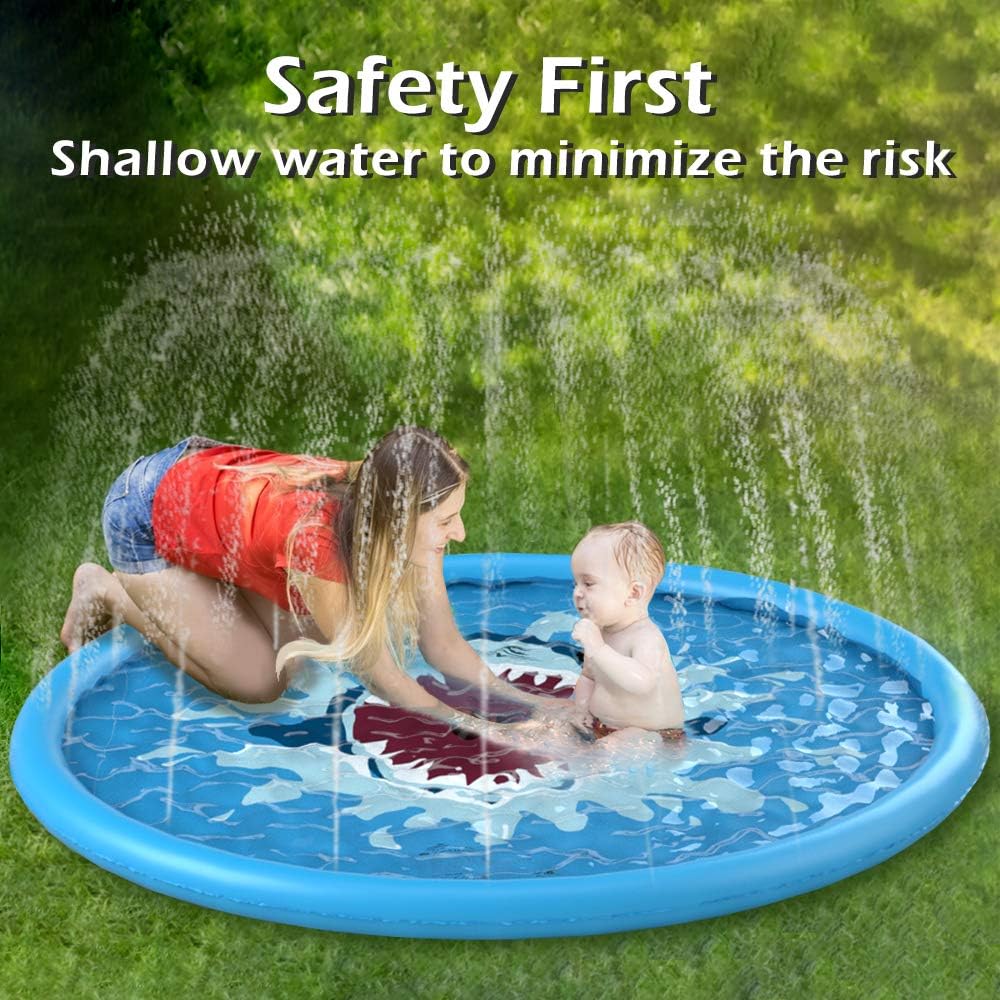 Jasonwell Sprinkle & Splash Play Mat 68" Sprinkler for Kids Outdoor Water Toys Inflatable Splash Pad Baby Toddler Pool Boys Girls Children Outdoor Backyard Sprinkler Toy Splash Pad: Toys & Games