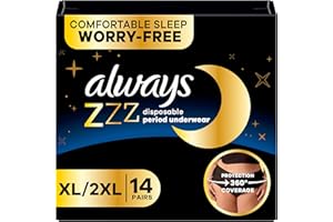 Always ZZZ Overnight Disposable Period Underwear for Women Extra Large, 360° Coverage for Worry-Free Nights, 14 Count (2 Packs of 7)