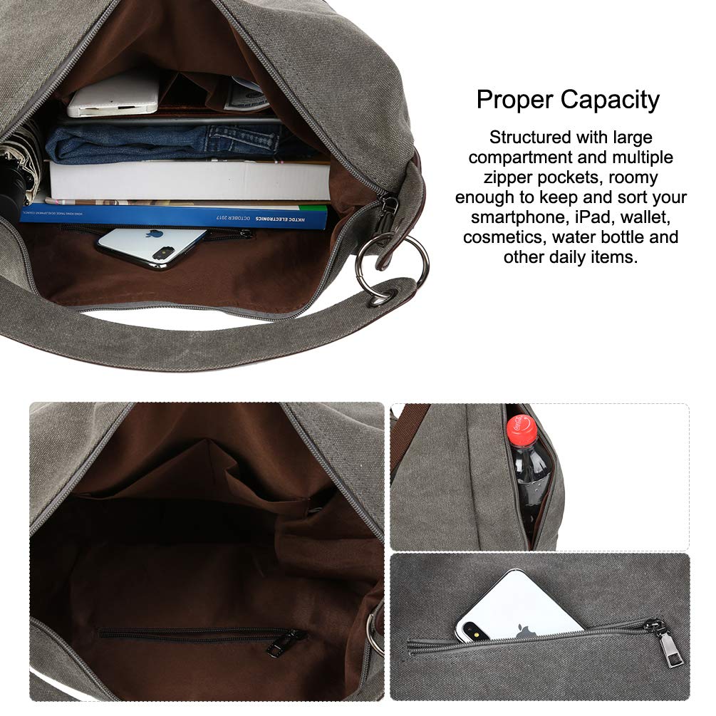 Vbiger Umhängetasche Damen Canvas Handtasche Schultertasche Hobo Bag
