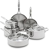 GreenPan Valencia Pro Tri-Ply Stainless Steel 10 Piece Cookware Set, Induction Ready Pots & Pans, Mirror Finish, Dishwasher & Oven/Broiler Safe to 600F, Compatible with All Cooktops