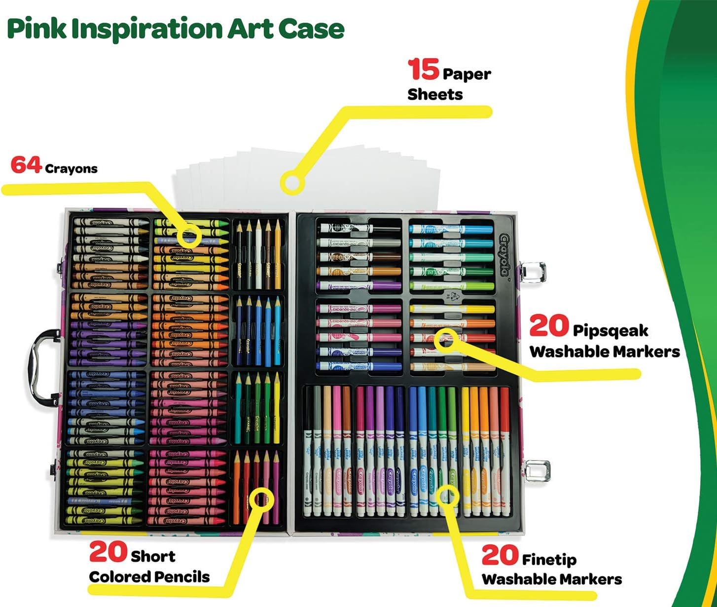 Crayola Inspiration Art Case Coloring Set, Gift for Kids Age 5+, Pink, 140 Count: Toys & Games