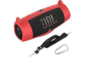GeeRic Silicone Carrying Case Compatible with JBL Charge 5, Portable Stand Up Skin Cover for Outdoor Bluetooth Speaker with Carabiner Red