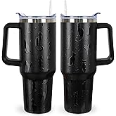 sxmluedn Black Cat Gifts Goth Gift Gothic Halloween Tumbler 40 Oz 3d-Printed Cats Cup For Women Men Travel Mug with Handle Lid and Straw
